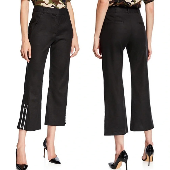 New Veronica Beard Martin Button Trim Pant Black NWT Designer Women’s 2 - Picture 1 of 14